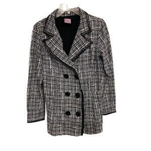 L.A. Kitty Winter Coat Womens Medium Jacket Black and White Double Breasted